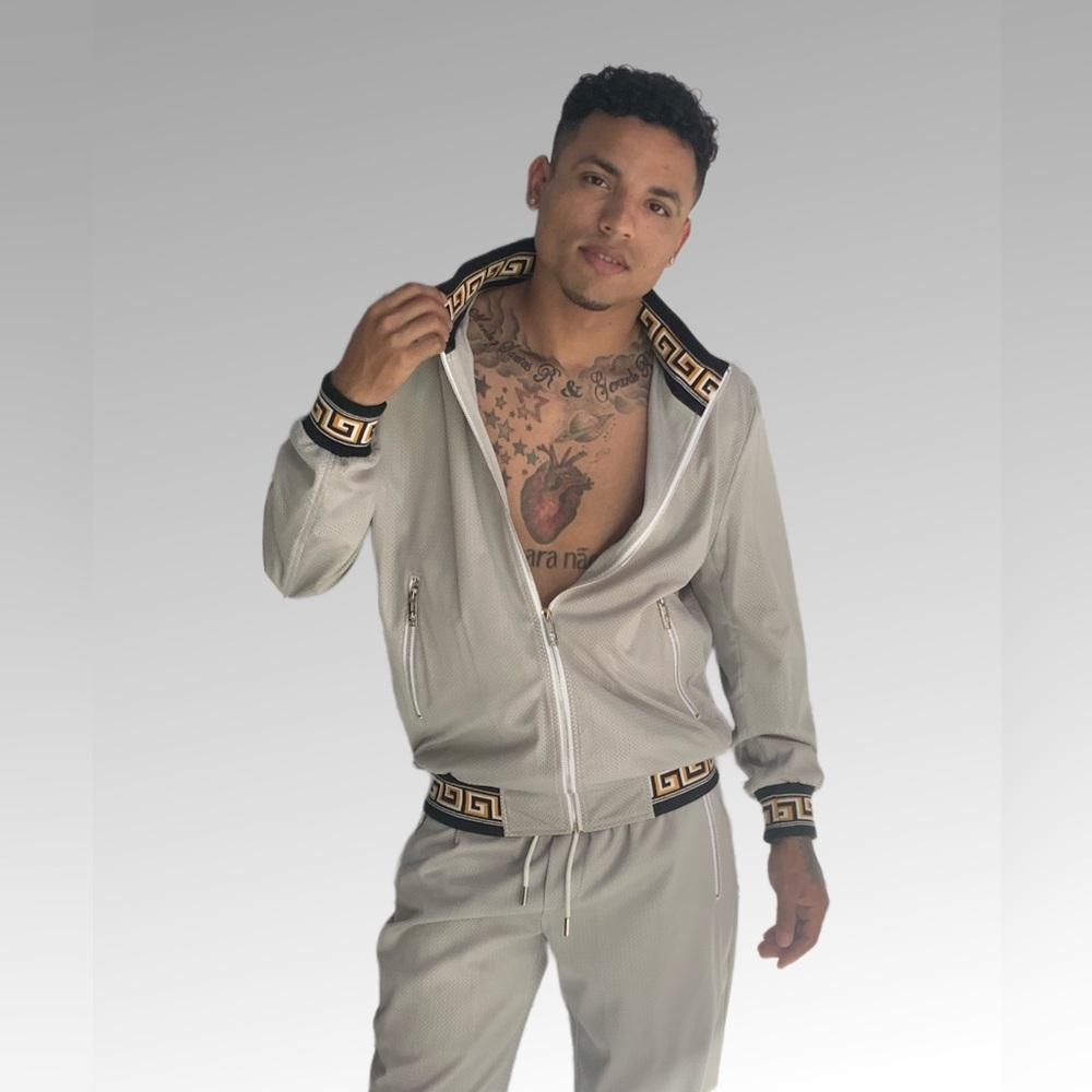 Men's Casual  Grey | Black Mesh Tracksuit NWT